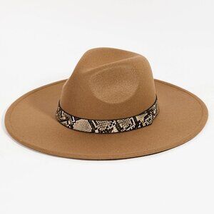 Snake Print Print Belt Fedora Hat